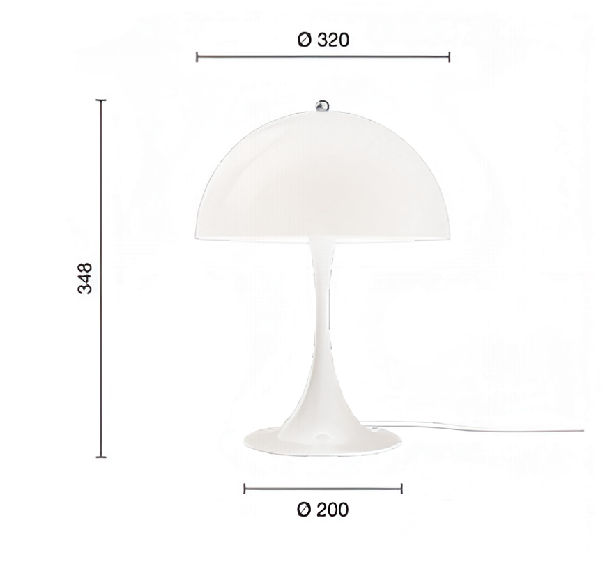 Технические данные и чертежи Настольная лампа модель Panthella Table Lamp от фабрики Louis Poulsen